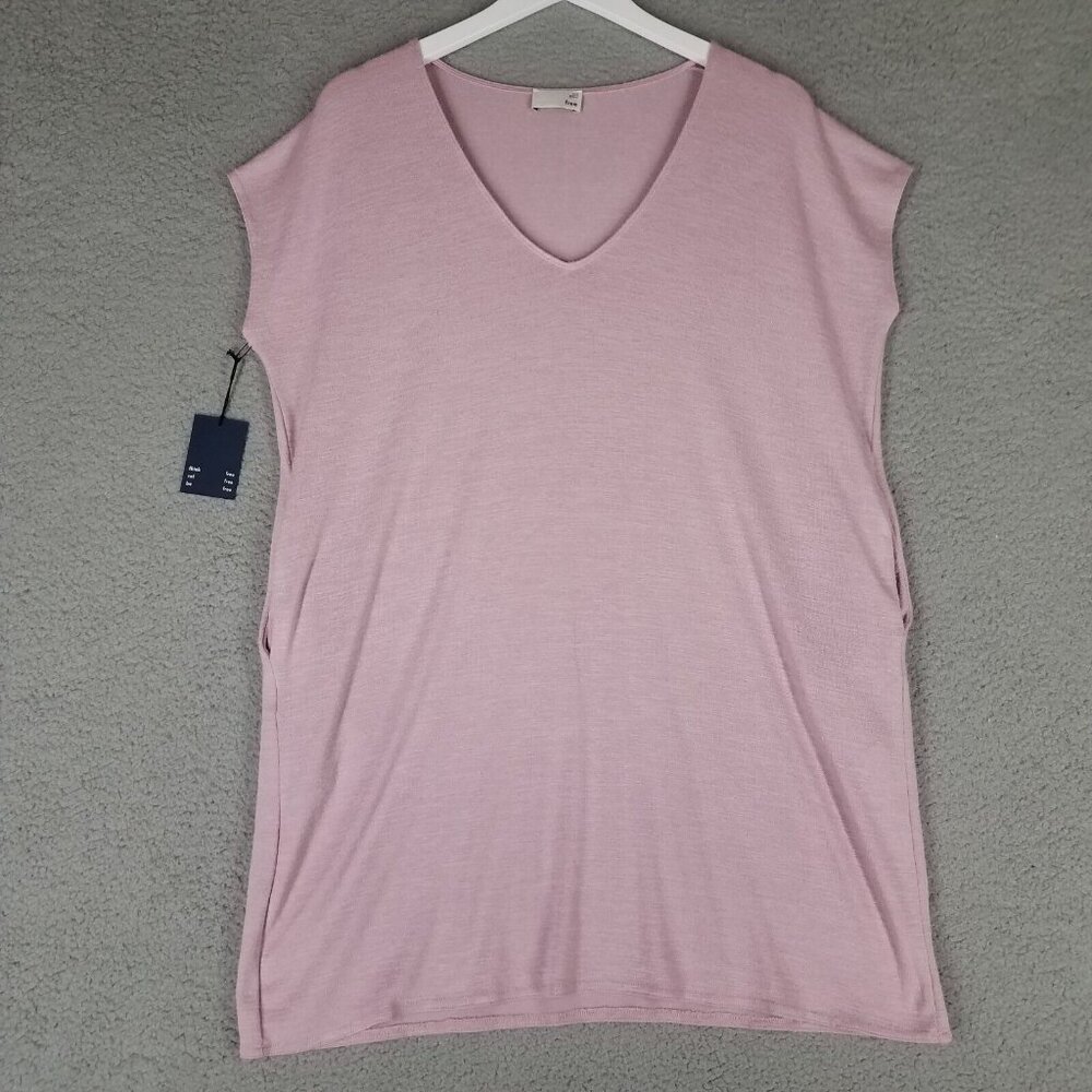 NEW Wilfred Free Marcoux Dress Women's XXS Pink Oversized Lagenlook Knit V-Neck